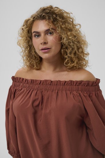 Kaffe Curve Neela Off-Shoulder Blouse Henna Brown - Bluze & Tunike - 