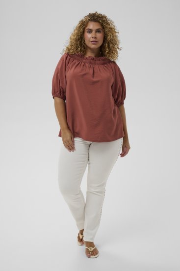 Kaffe Curve Neela Off-Shoulder Blouse Henna Brown - Bluze & Tunike - 