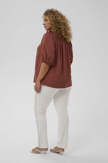 Kaffe Curve Neela Off-Shoulder Blouse Henna Brown - Bluze & Tunike - 