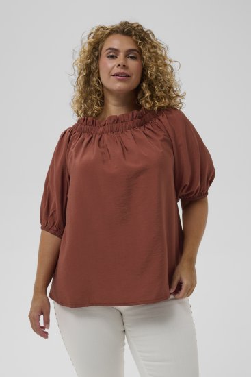 Kaffe Curve Neela Off-Shoulder Blouse Henna Brown - Bluze & Tunike - 