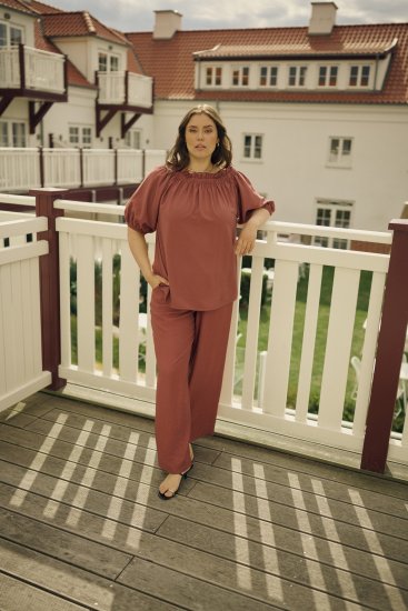 Kaffe Curve Neela Off-Shoulder Blouse Henna Brown - Bluze & Tunike - 