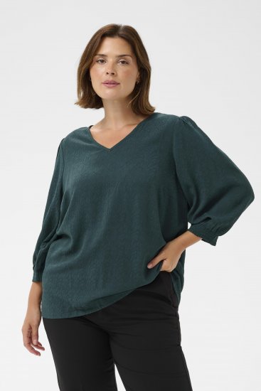 Kaffe Curve Pippi Blouse 3/4 Sleeve Magical Forest Green - Bluze & Tunike - 