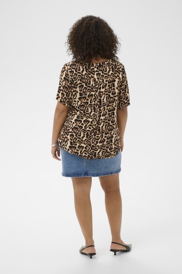 Kaffe Curve Ami Short Sleeve Blouse Printed Leopard - Bluze & Tunike - 