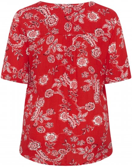 Kaffe Curve Ami Short Sleeve Blouse Printed Poppy Red - Bluze & Tunike - 