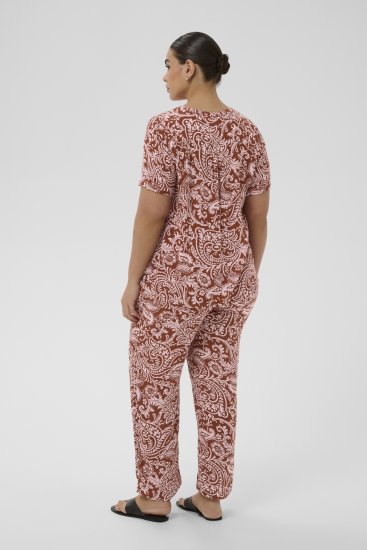 Kaffe Curve Ami Short Sleeve Blouse Printed Henna Brown - Bluze & Tunike - 