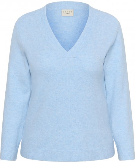 Kaffe Curve Jilanda V-Neck Pullover Blue - Puloverji & pletenine - 