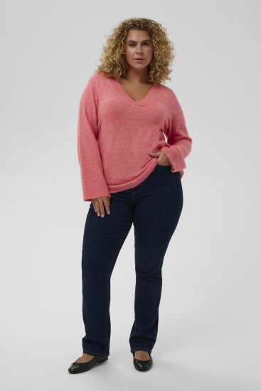 Kaffe Curve Jilanda V-Neck Pullover Red - Puloverji & pletenine - 