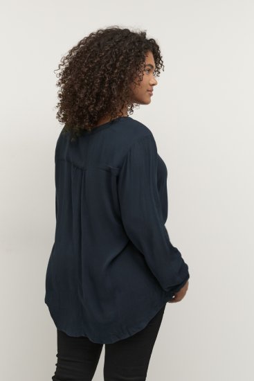 Kaffe Curve Ami Dolgimi rokavi Bluza Polnočno mornarska - Majice - 