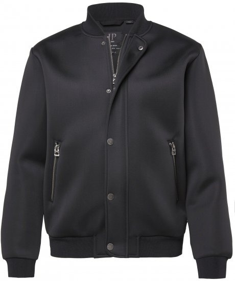 JP1880 College Jacket Scuba Fabric with Zipper Black - Jakne - Moške bunde za Močnejše Postave