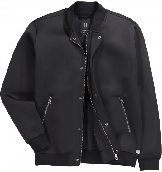 JP1880 College Jacket Scuba Fabric with Zipper Black - Jakne - Moške bunde za Močnejše Postave