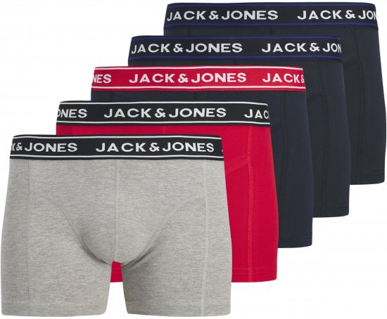 Jack & Jones Hector Solid Trunks 5-Pack Grey - Boksarice - Moške Boksarice za Močnejše postave
