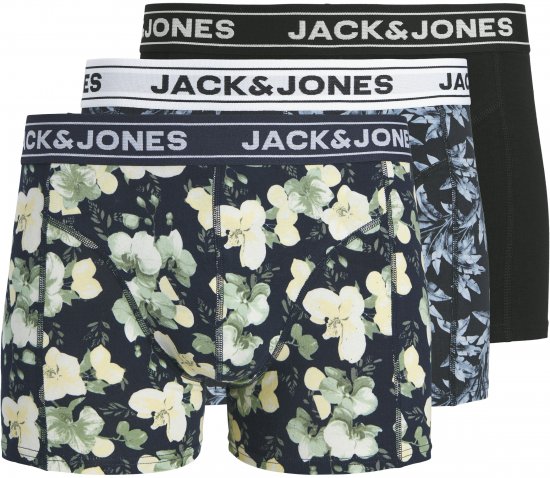 Jack & Jones Acray Flower Boxers 3-Pack Black/Navy - Spodnje perilo & kopalne hlače - Moško Spodnje Perilo za močnejše postave