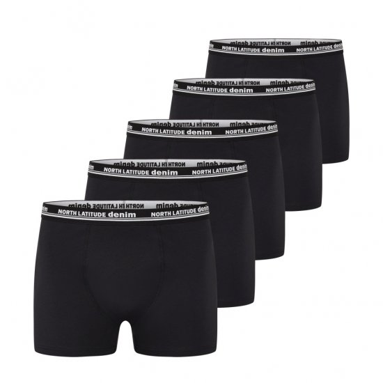 North Latitude 5-Pack Boxershorts Black - Boksarice - Moške Boksarice za Močnejše postave