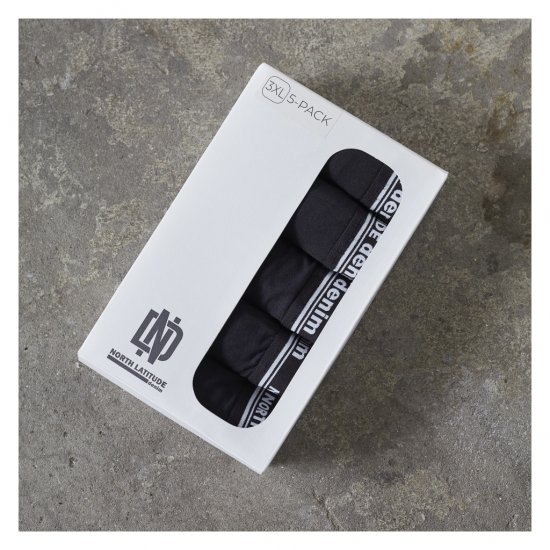 North Latitude 5-Pack Boxershorts Black - Boksarice - Moške Boksarice za Močnejše postave