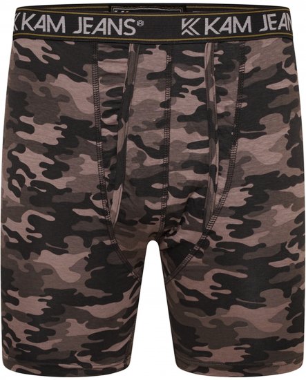 Kam Jeans 813 Camo Print Boxers Charcoal Khaki - Boksarice - Moške Boksarice za Močnejše postave