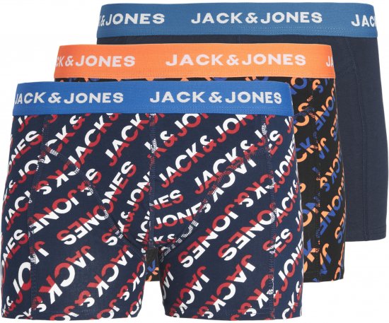 Jack & Jones Logo Trunks 3-Pack Navy Blazer - Spodnje perilo & kopalne hlače - Moško Spodnje Perilo za močnejše postave