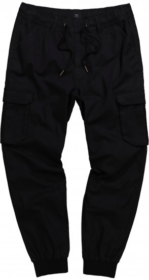 JP1880 Cargo Trousers with Many Pockets Stretchy Black - Kavbojke & hlače - Moške Kavbojke in Hlače za Močnejše Postave