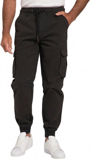 JP1880 Cargo Trousers with Many Pockets Stretchy Black - Kavbojke & hlače - Moške Kavbojke in Hlače za Močnejše Postave
