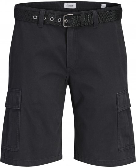 Jack & Jones Cole Hudson Belted Cargo Shorts Black - Kratke hlače - Moške Kratke Hlače za Močnejše Postave