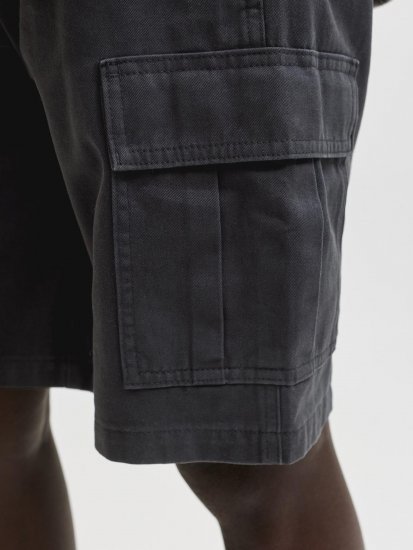Jack & Jones Cole Hudson Belted Cargo Shorts Black - Kratke hlače - Moške Kratke Hlače za Močnejše Postave