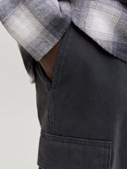 Jack & Jones Cole Hudson Belted Cargo Shorts Black - Kratke hlače - Moške Kratke Hlače za Močnejše Postave