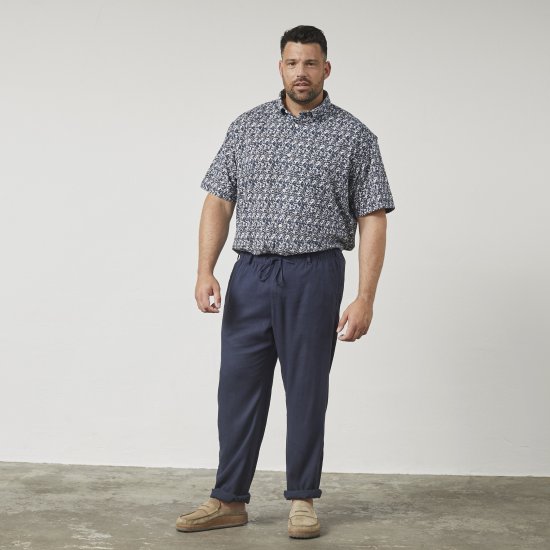 North Latitude 61155 Lanene Hlače Z Udobnim Krojom Mornarsko Modra - Kavbojke & hlače - Moške Kavbojke in Hlače za Močnejše Postave