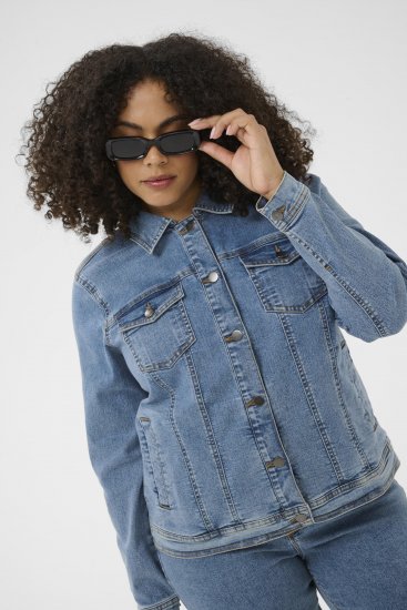 Kaffe Curve Vilana Denim Jacket Washed Blue - Kavbojske jakne - 
