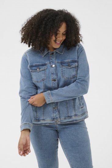Kaffe Curve Vilana Denim Jacket Washed Blue - Kavbojske jakne - 