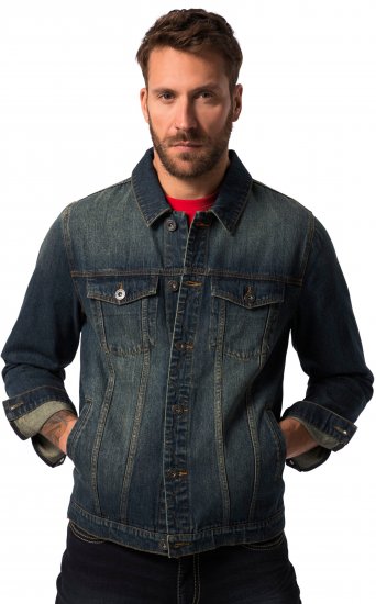 JP1880 Denim Jacket Dark Blue Denim - Jakne - Moške bunde za Močnejše Postave