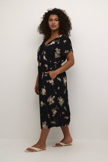 Kaffe Curve Jenna Obleka Črna/Brown Flower potisk - Obleke - 