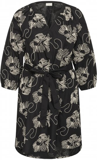 Kaffe Curve Kimmie Dress Black Chalk Embroidery - Midi obleke - 