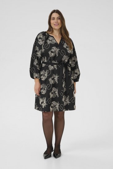 Kaffe Curve Kimmie Dress Black Chalk Embroidery - Midi obleke - 