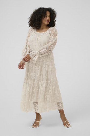 Kaffe Curve Amalie Lace Dress Moonbeam - Midi obleke - 