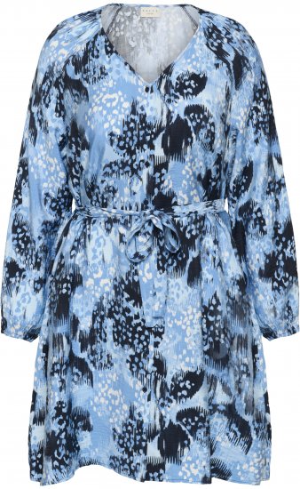 Kaffe Curve Aliana Dress Blue Flower Animal - Midi obleke - 