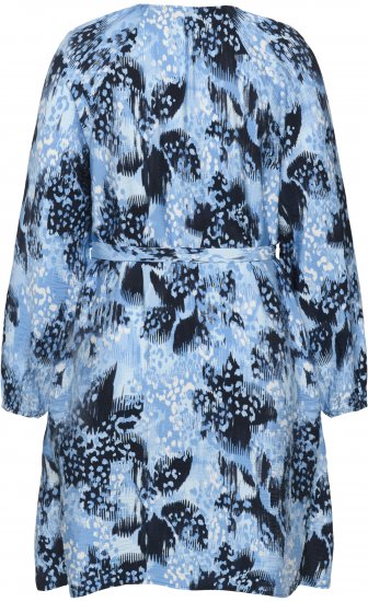 Kaffe Curve Aliana Dress Blue Flower Animal - Midi obleke - 