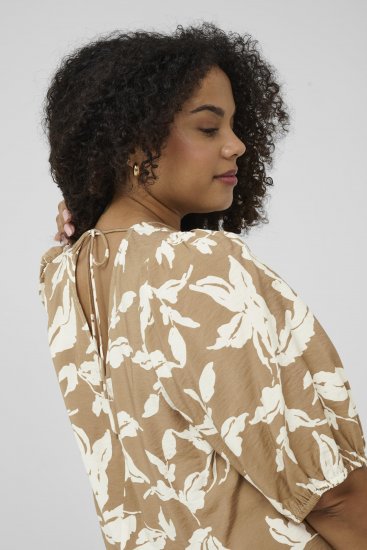 Kaffe Curve Marla Dress Oak Chalk Leaf - Midi obleke - 