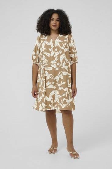 Kaffe Curve Marla Dress Oak Chalk Leaf - Midi obleke - 