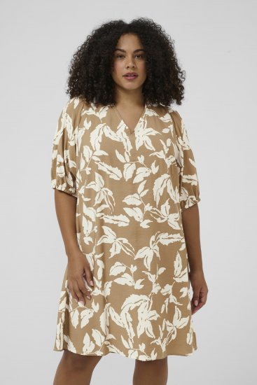 Kaffe Curve Marla Dress Oak Chalk Leaf - Midi obleke - 