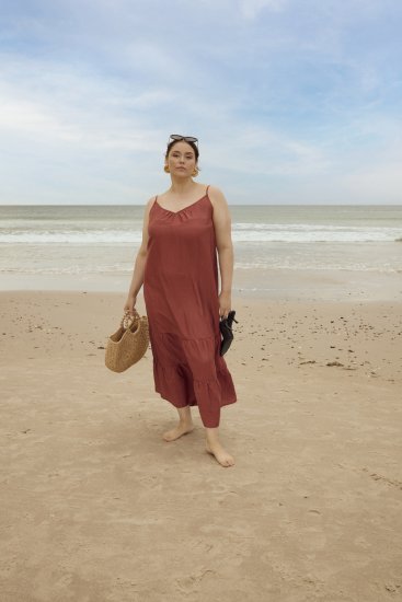 Kaffe Curve Emilia Dress Henna Brown - Maxi obleke - 