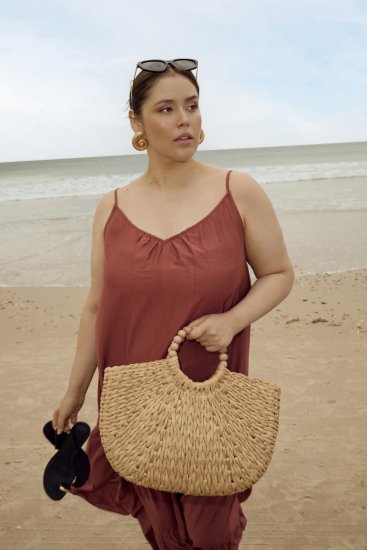 Kaffe Curve Emilia Dress Henna Brown - Maxi obleke - 