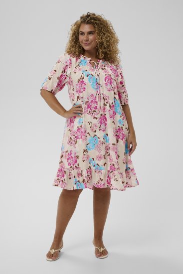 Kaffe Curve Hayley Dress Multi Color Flower - Midi obleke - 