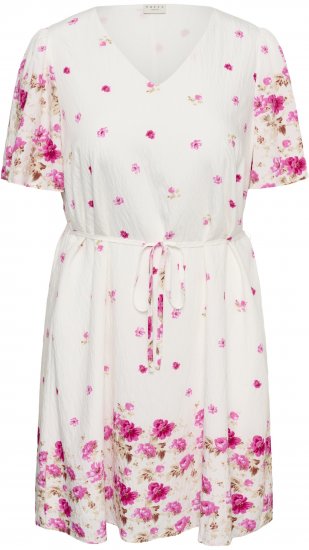 Kaffe Curve Rosa Mini Dress White Rose Border Flower - Mini obleke - 