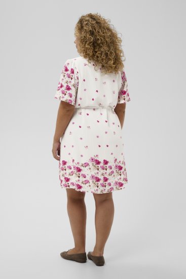 Kaffe Curve Rosa Mini Dress White Rose Border Flower - Mini obleke - 