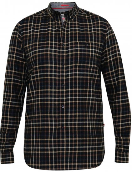D555 Destin Checked Long Sleeve Shirt Black/Tan Check - Srajce z dolgimi rokavi - 