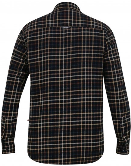 D555 Destin Checked Long Sleeve Shirt Black/Tan Check - Srajce z dolgimi rokavi - 