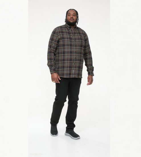 D555 Destin Checked Long Sleeve Shirt Black/Tan Check - Srajce z dolgimi rokavi - 