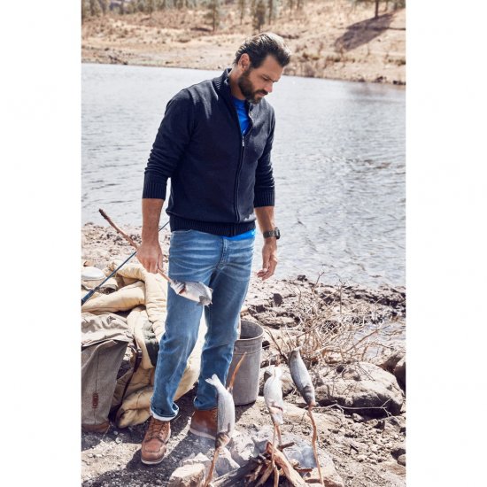 JP1880 Cardigan Knitted with Zipper Navy TALL - MOŠKA OBLAČILA MT-6XLT - DALJŠI kroji