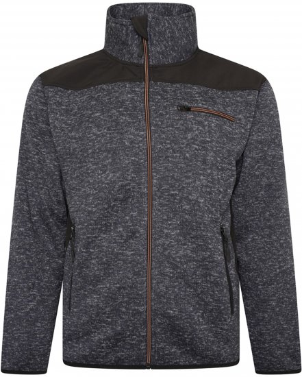 Kam jeans KV133 Twisted Marl Fleece Jacket Black - Jakne - Moške bunde za Močnejše Postave