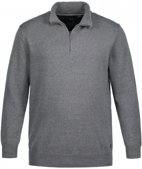JP1880 Sweater Quarter Zipper Grey - Puloverji & jopice - Moški Puloverji & Jopice za Močnejše Postave