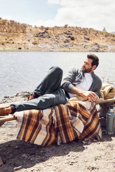 JP1880 Cardigan Knitted with Zipper Grey - Puloverji & jopice - Moški Puloverji & Jopice za Močnejše Postave